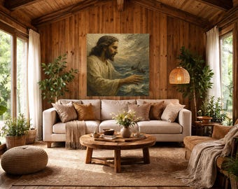 lot d'art mural Jésus vintage, décoration chrétienne imprimable, ensemble d'art biblique (téléchargement numérique)