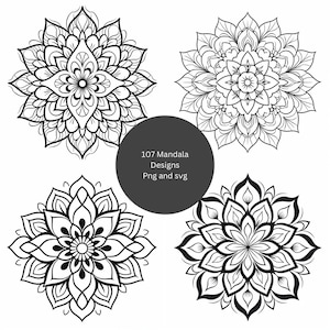 Pacchetto di clipart mandala definitivo - 107 intricati disegni mandala - Arte spirituale, pagine da colorare - PNG e SVG - Download immediato - Vetor art