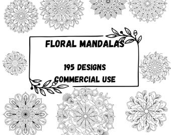 195 tirages d'art de mandalas floraux | Téléchargement numérique | Designs complexes pour la décoration intérieure et la détente