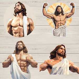 200 Muscle Jesus PNG & SVG Clipart Pack – Strong Christian Artwork ...