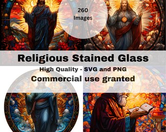 Religious Stained glass Clipart bundle , biblical png, jesus art prints, high quality stained glass, colorful svg png, christian wall art