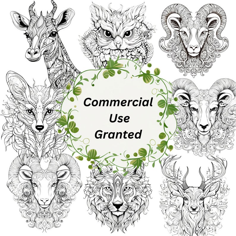 Animals Coloring SVG PNG Animal Outline Digital Stamp Clipart Birthday ...
