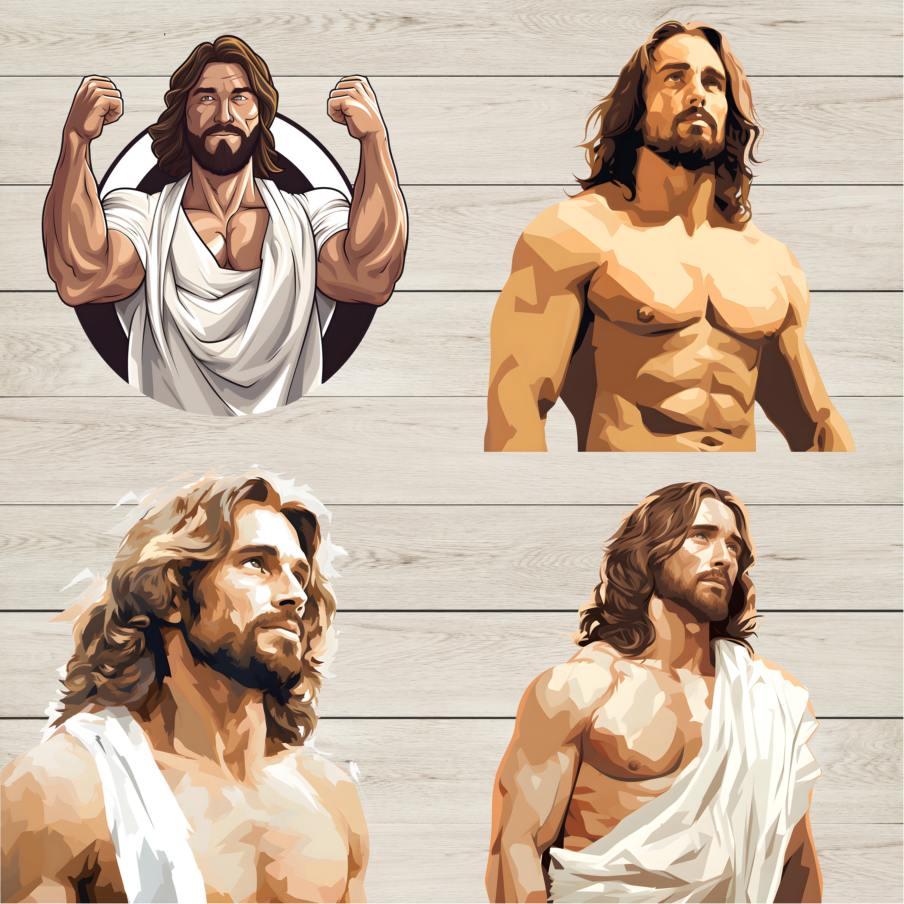 Buff Jesus Clipart: 200 PNG & SVG Designs (commercial Use) - Etsy