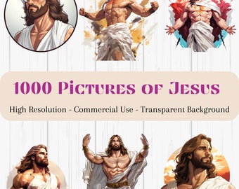 Lot de cliparts Jésus musclé : 1 000 oeuvres d'art bibliques PNG et SVG (téléchargement numérique)