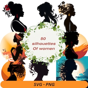 Woman Silhouette PNG SVG Bundle: Graphic Design Art (Digital Images)