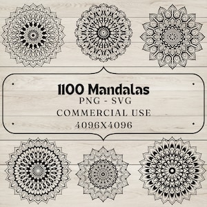 1100 disegni vettoriali di mandala - Scarica il pacchetto PNG / SVG, grafica dettagliata per Cricut e Silhouette, motivi intricati, trasparente
