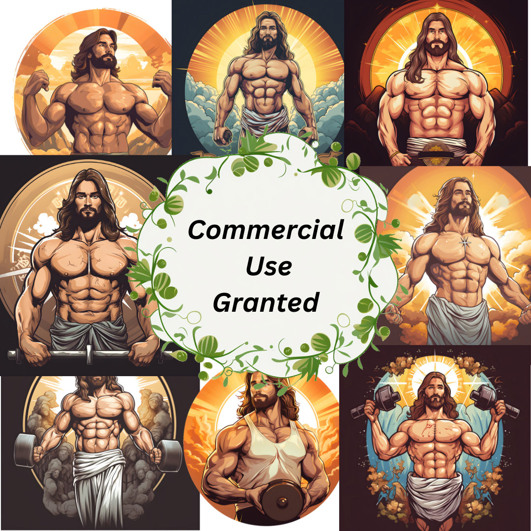 Buff Jesus Clipart Bundle: Gym Prophet, Religious Art (SVG, PNG) - Etsy