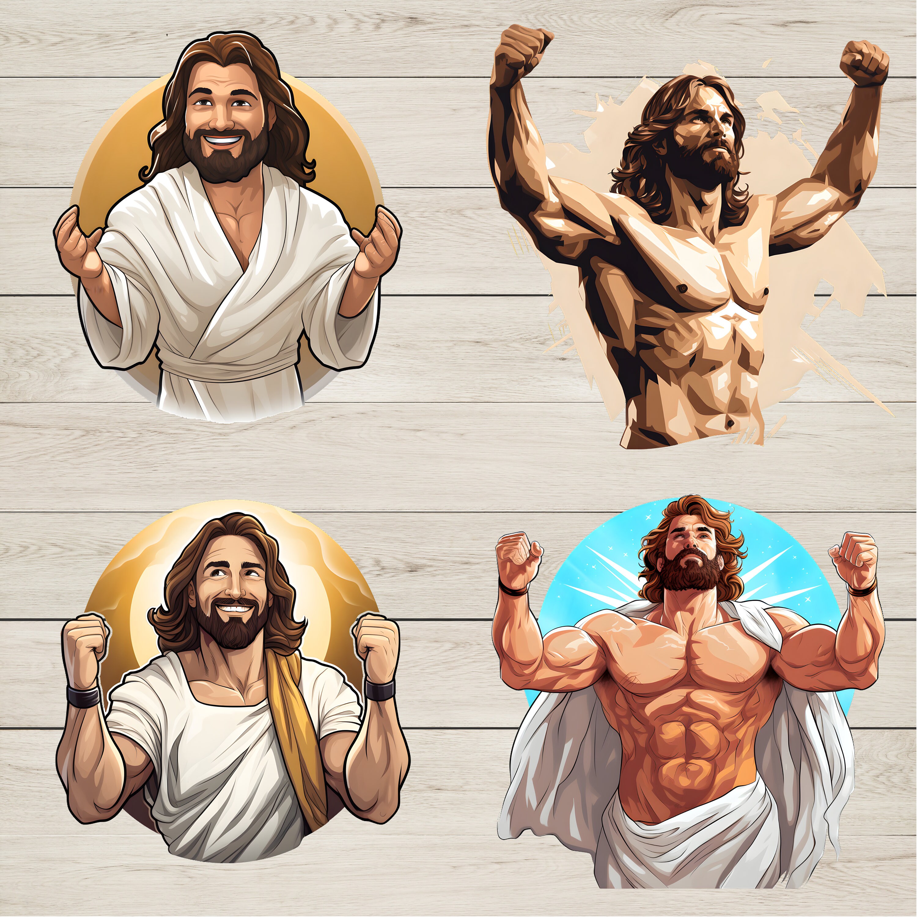 Muscular Jesus Clipart Bundle: 200 PNG & SVG Religious Designs (digital ...