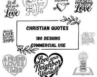 Pacchetto SVG PNG cristiano: Gesù, versetto della Bibbia, fede (180 design) (download digitale)