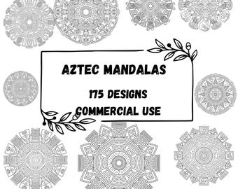 Ensemble de mandalas aztèques SVG PNG : 175 fichiers de création et de conception (téléchargement numérique)