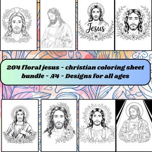 200+ Floral Jesus Coloring Pages Printable Bundle for Inspiration and Relaxation, Religious Coloring Book, Prayer, Adults, Activities