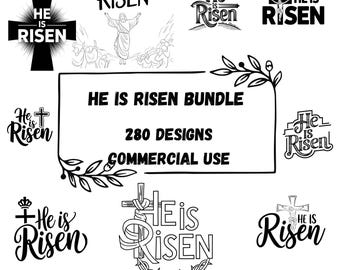 280 He Is Risen SVG PNG Bundle | Christian Easter svg | Resurrection Sunday | Faith svg| Bible Verse PNG | Cricut Cut Files