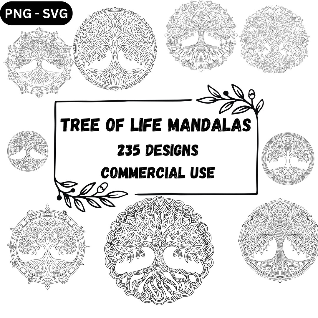 Tree of Life Mandala SVG Bundle Spiritual Clipart (digital Download