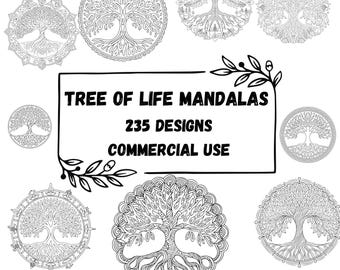 Lot de mandalas arbre de vie SVG : clipart spirituel (téléchargement numérique)