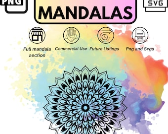 Lot de cliparts mandalas complexes : plus de 10 000 modèles, PNG et SVG (téléchargement numérique)