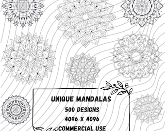 500 dessins vectoriels de mandalas : ensemble complexe de PNG SVG (usage commercial)
