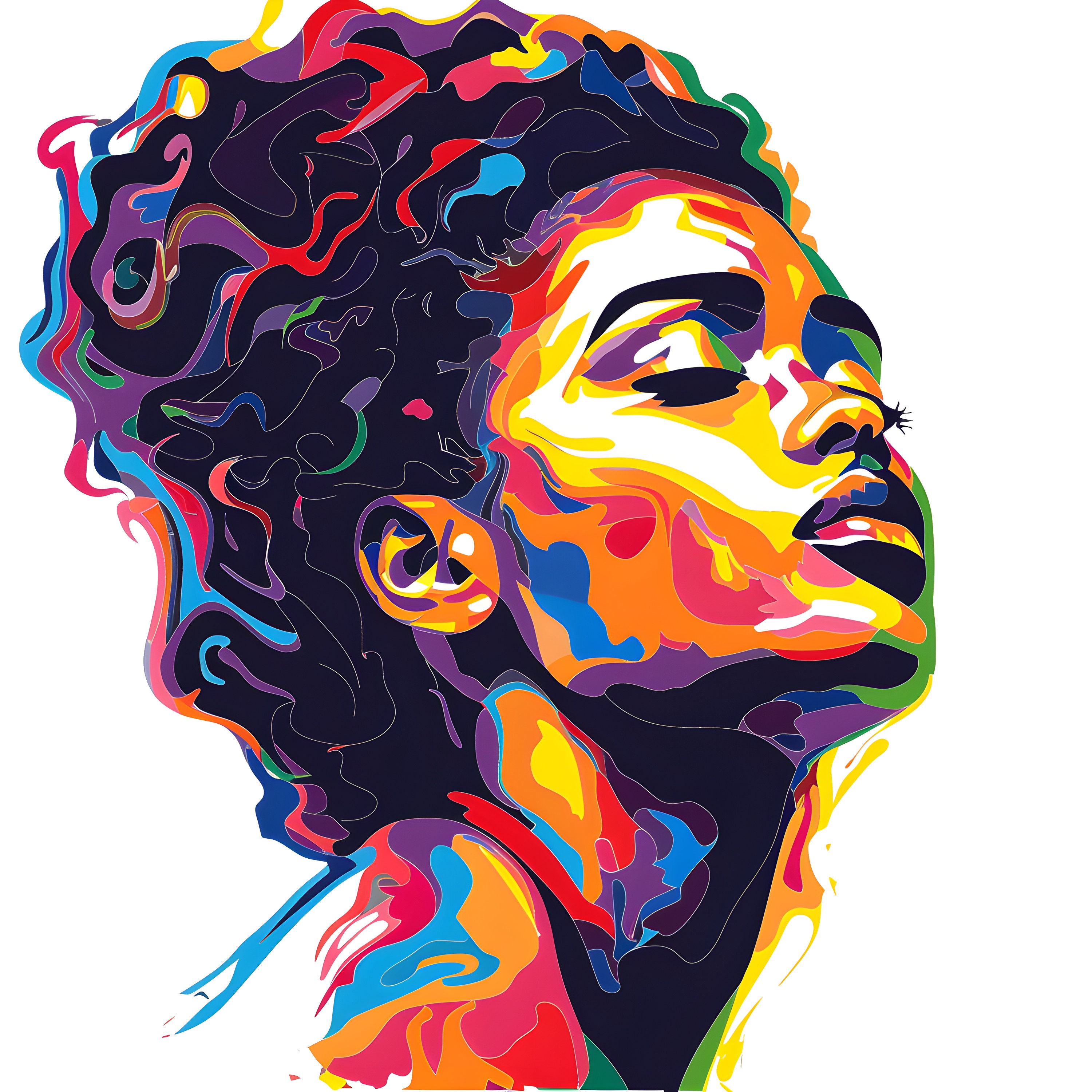 カラフルな抽象的な女性アート：多様な女性の肖像画（PNG SVG） - Etsy