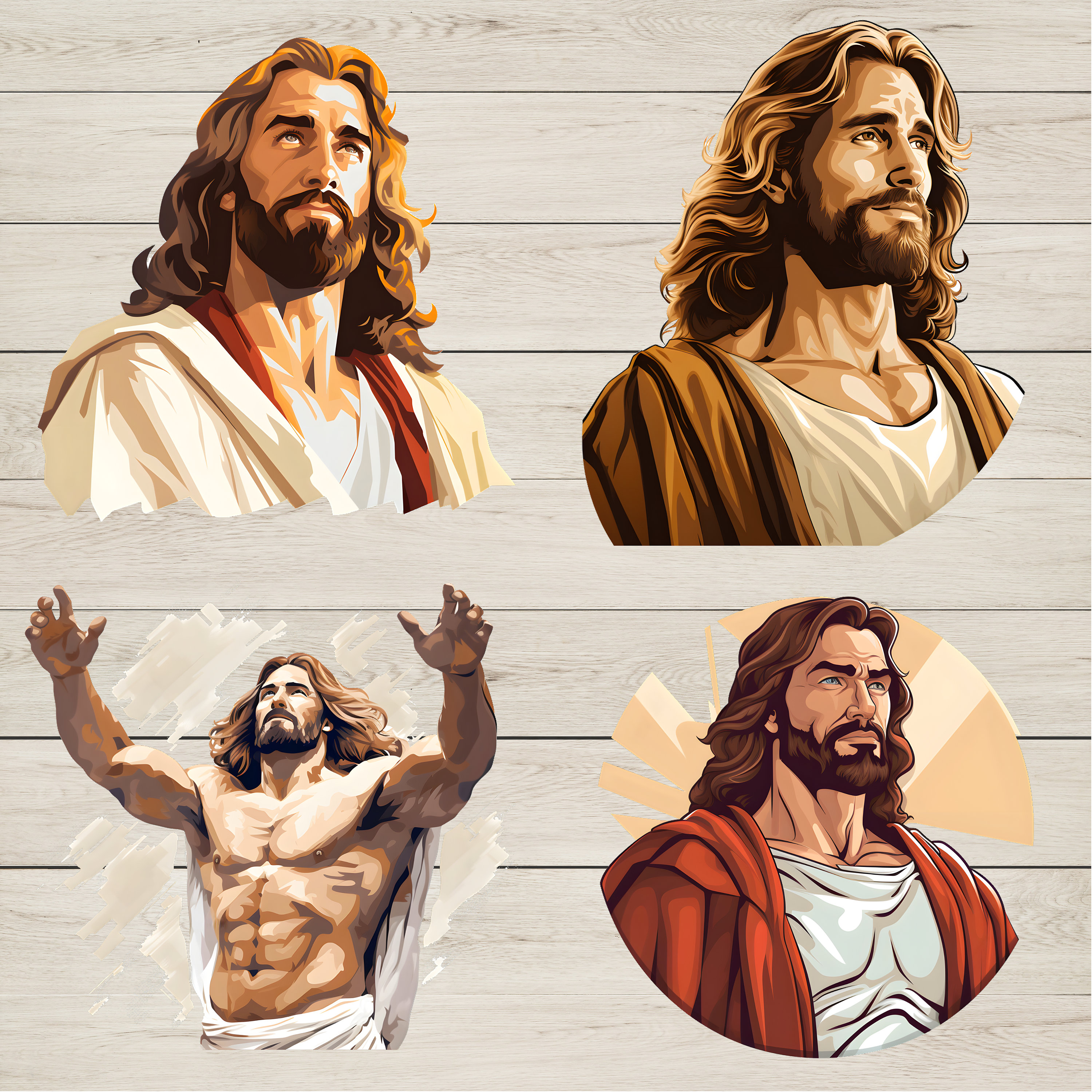 Muscular Jesus Clipart Bundle: 200 PNG & SVG Religious Designs (digital ...