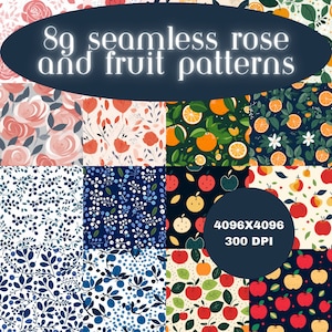Nahtlose Rosen und Frucht Muster, digitale Muster, Kleidungsmuster, Broschuren, Karten, Geschenkverpackung Kommerzielle Nutzung