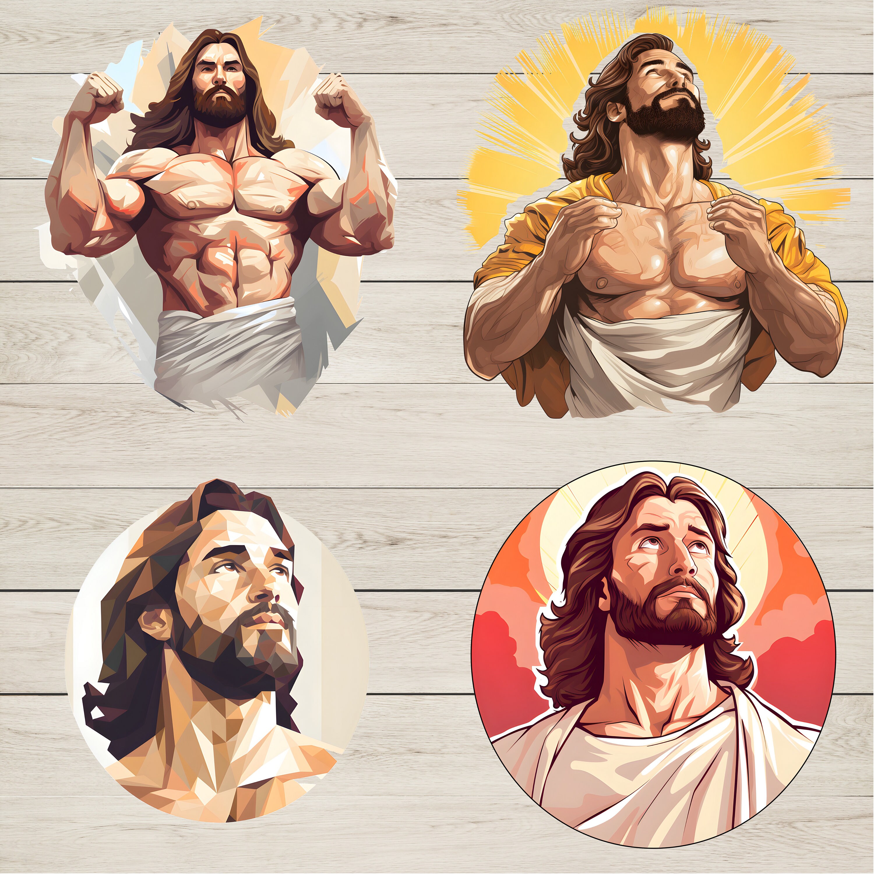 Buff Jesus Clipart: 200 PNG & SVG Designs (commercial Use) - Etsy