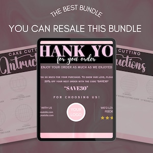 Cake Cutting Set I Editable PLR Canva Template I Cake Care Card| Care Instructions| Thank You Cards| Cake Cutting Guide| Bakery Care Card