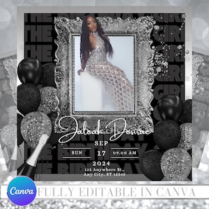Birthday Flyer| Birthday Girl Invitation| Birthday Party Invitation| Party Invite Flyer| Bday Flyer| DIY Flyer| Canva Template|Birthday girl