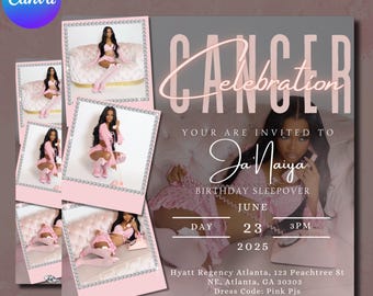 Folleto de cumpleaños de Cáncer / invitación de cumpleaños / folleto de redes sociales / folleto de feliz cumpleaños / invitación de cumpleaños / folleto de cumpleaños / cumpleañera