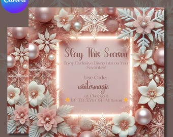 Boekingsflyer voor dit seizoen, boekingsflyer voor december, flyersjabloon Braid Hair Nail Tech, kerstflyer, canvassjabloon