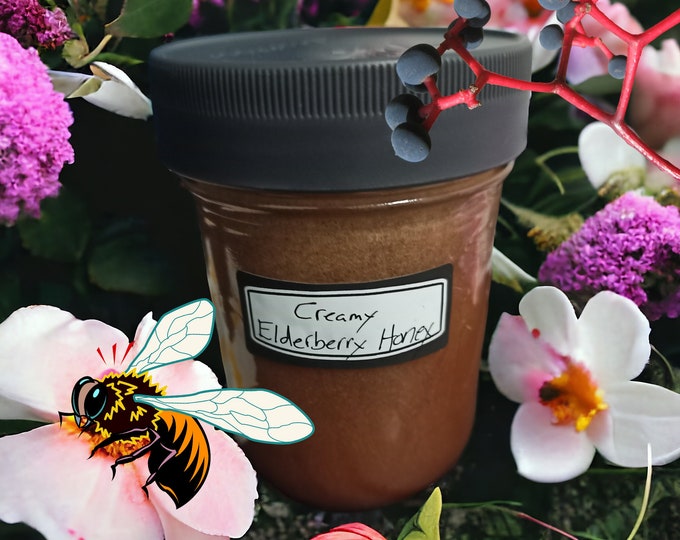 Featured listing image: Creamy elderberry infused honey