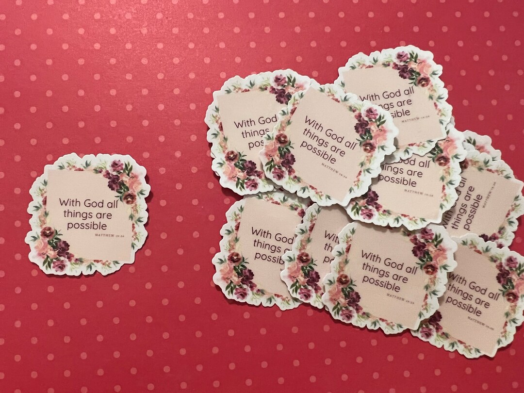 Matthew 19 26 Bible Verse 5 Vinyl Stickers Etsy