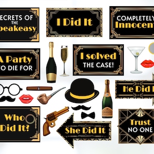 1920s Speakeasy Murder Mystery Party Props, Speakeasy Murder Mystery Props, Murder Mystery Party Props, Murder Mystery Photo Booth Props