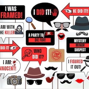 Murder Mystery Party Requisiten, Murder Mystery Party Requisiten, Murder Mystery Photobooth Requisiten, Erwachsene Party Requisiten, Murder Mystery Party Dekoration