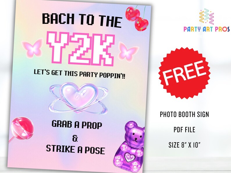 Y2K Bachelorette Party Photo Booth Props (PDF File) - Etsy