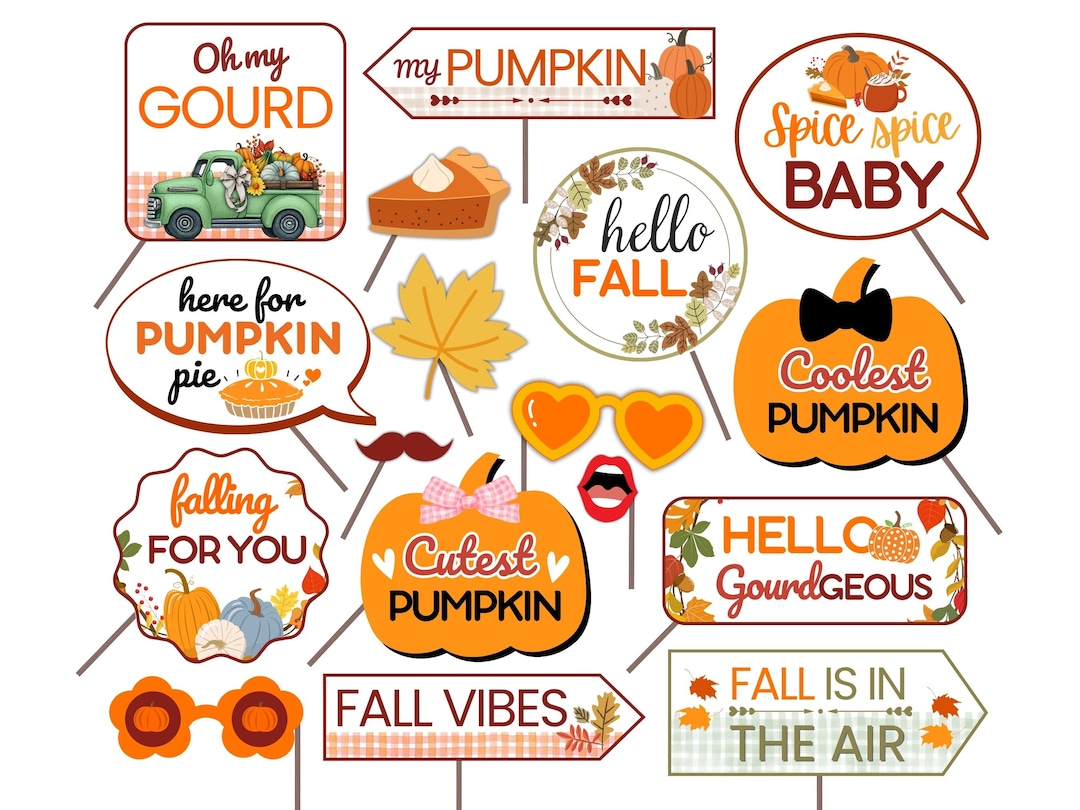 Fall Photo Props Printable, Autumn Themed Party Props, Fall Festival ...