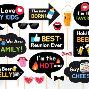 Family Reunion Photo Booth Props: Printable Party Decorations (Digital Download)