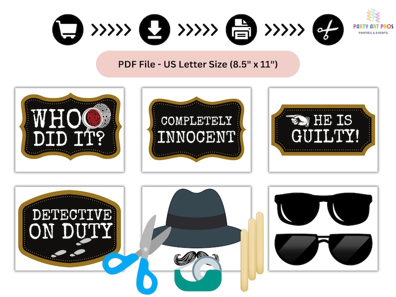 Printable Murder Mystery Party Props, Murder Mystery Party, Party Photobooth Props, Adult Party Props, Murder Mystery Party Props, Murder Mystery Photo Booth Props, Murder Mystery Party Ideas, Murder Mystery Party Decoration