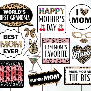 Leopard Mother&#39;s Day Photo Booth Props (Digital Download)