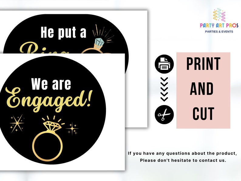 Engagement Photo Booth Props: 35 Printable Party Decorations (PDF) - Etsy
