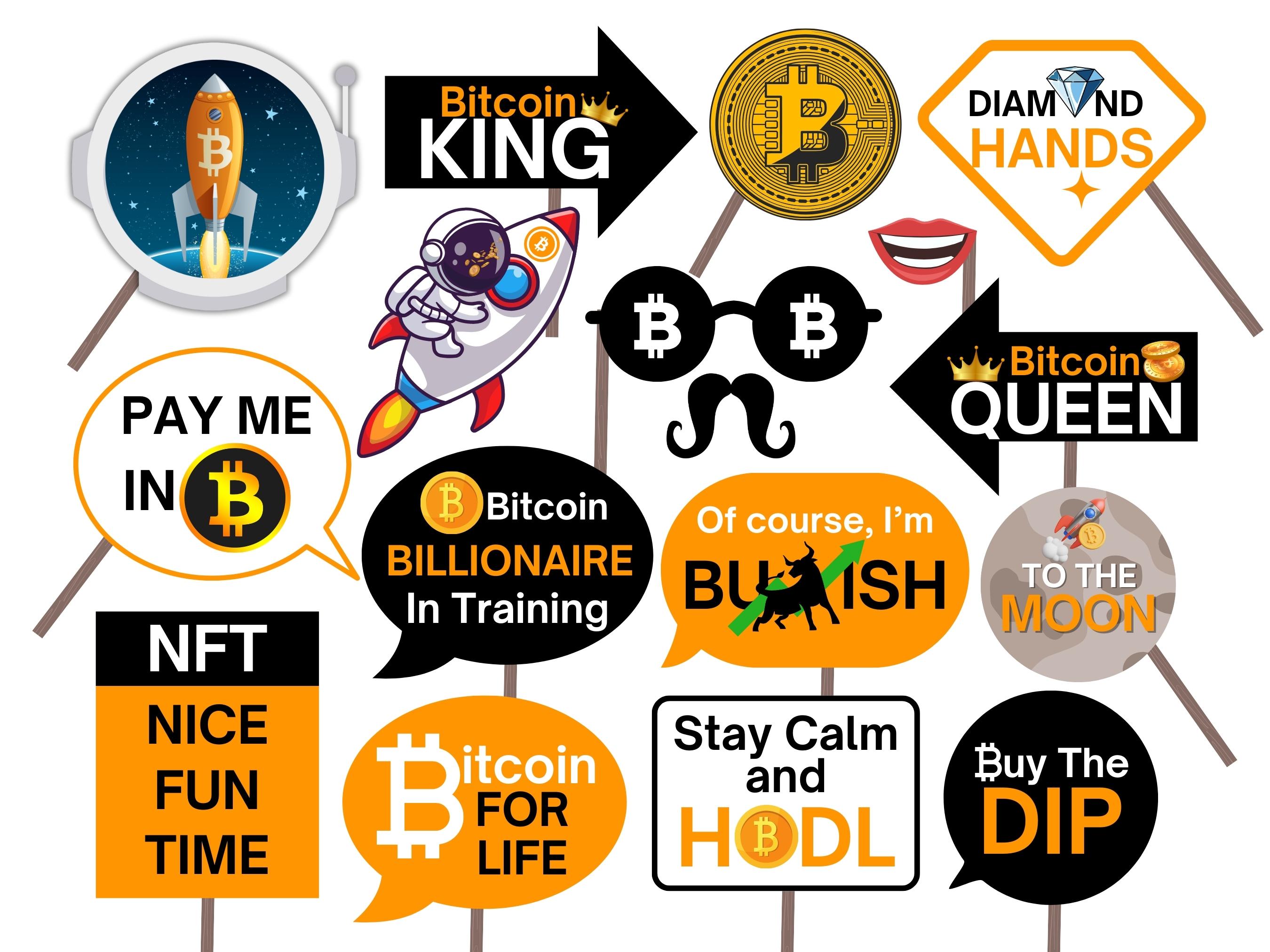 Crypto Bitcoin Party Decorations Printable, Bitcoin Photobooth Props, DEFI Party Props, Blockchain Photobooth Props, Bitcoin Themed Party