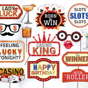 Casino Birthday Party Photo Booth Props: Las Vegas Theme (Printable)