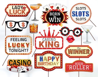 Casino Birthday Party Photo Booth Props: Las Vegas Theme (Printable)