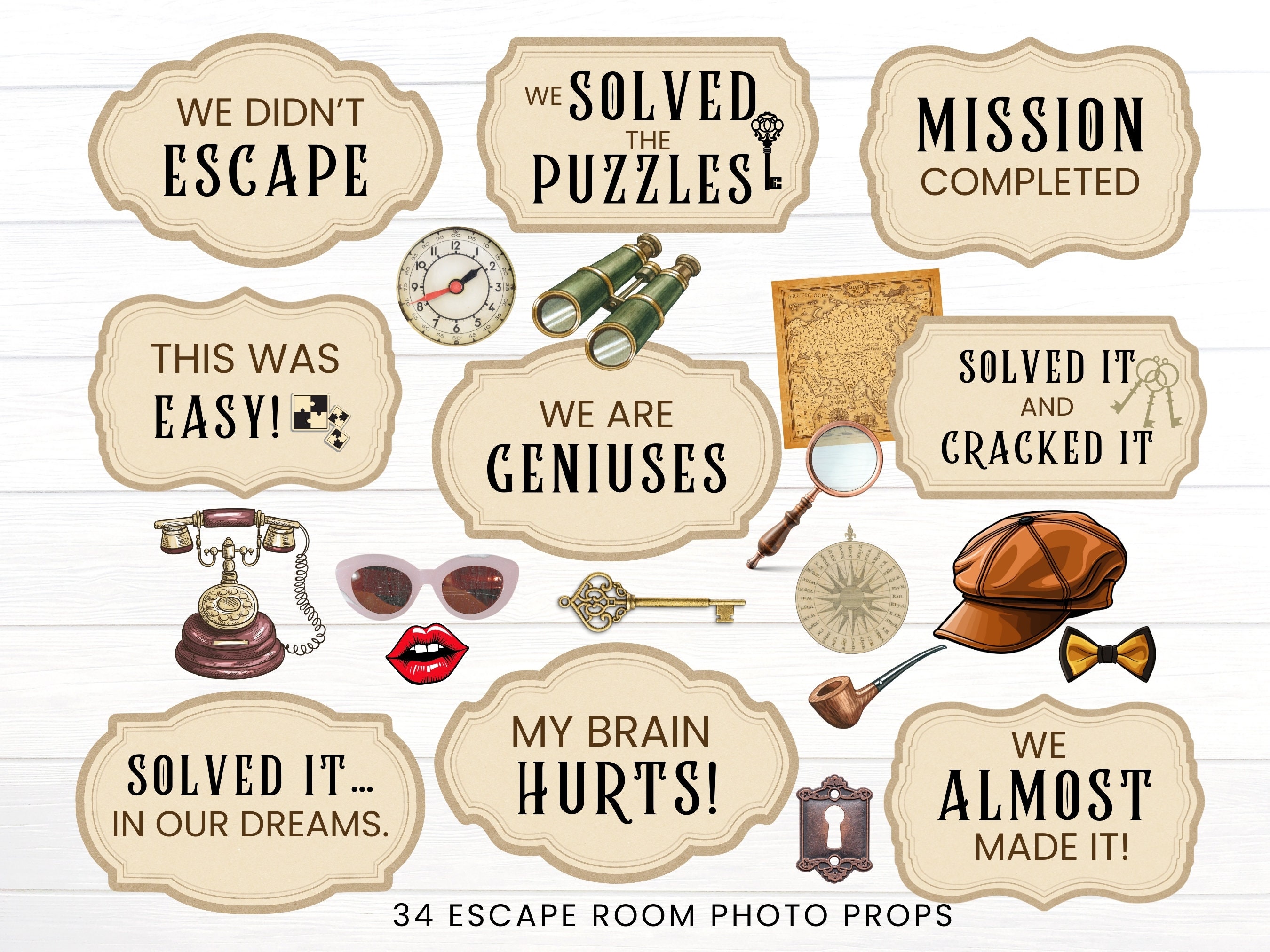 34 Escape Room Photo Props Printable, Escape Room Signs, Escape Room ...