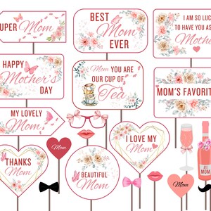 Accessori per Photo Booth per la Festa della Mamma, Accessori per Photo Booth per la Festa della Mamma, Accessori per la Festa della Mamma, Accessori per Photo Booth per la Festa "We Love Mom"
