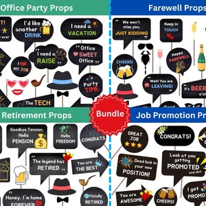 Office Photo Booth Props Bundle: Work Party Decorations (Digital Download)
