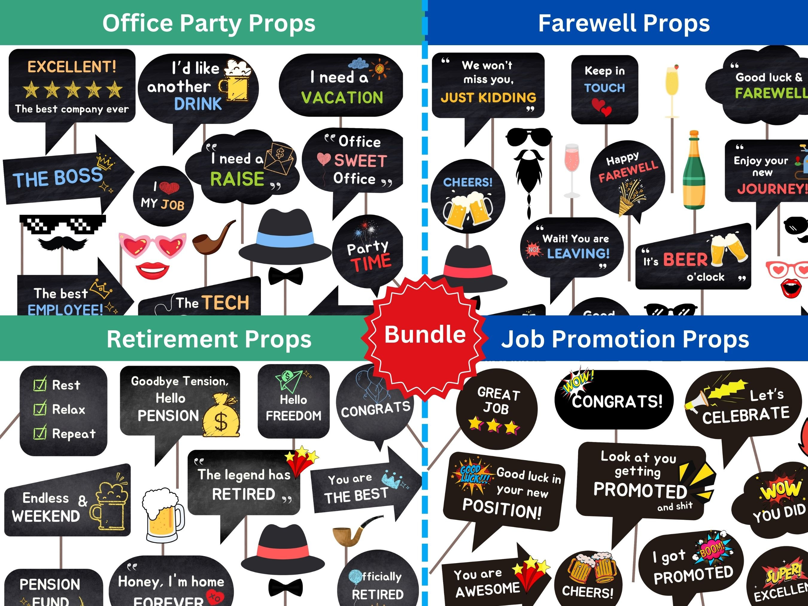 Work or Office Party Photo Booth Props Printable for Fun Team Activity