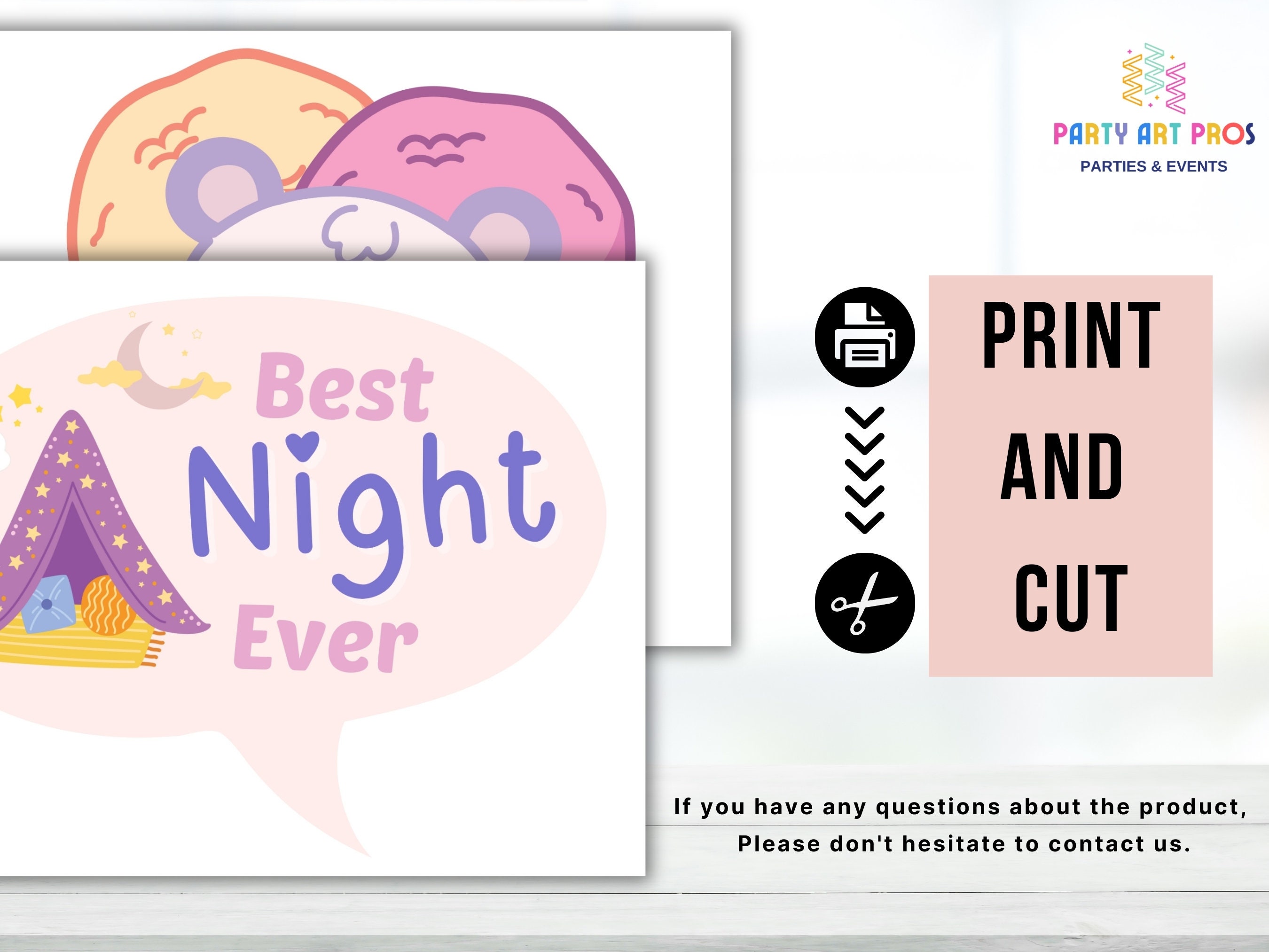 Sleepover Birthday Photo Booth Props: Fun Printable Party Decorations ...