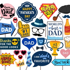 Accessori stampabili per la festa del papà, accessori per photo booth per la festa del papà, decorazioni fai da te per la festa del papà, accessori per la festa del papà, cartello "Ti amo papà"