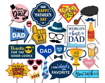 Father's Day Photo Booth Props: DIY Party Decorations (Digital Download)