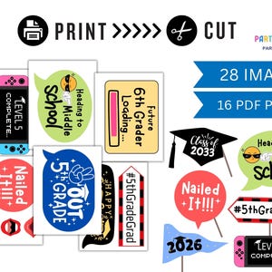5th Grade Graduation Photo Booth Props, End of Year Party Decorations, Printable Grad Party Props, Class of 2032 Decor, Graduation Props, Graduation Decorations, Graduation Selfie Props, 5th Grade Grad Photo Props, Instant Download