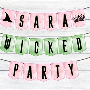 Personalized Witch Party Banner: Pink and Green Theme (Digital Download)